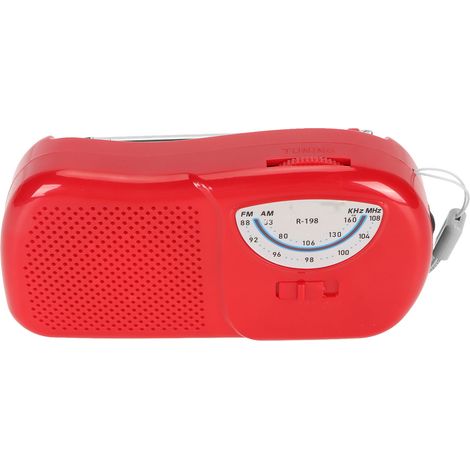 Radio AM/FM professionnelle haute sensibilité avec haut-parleur intégré et son clair, mini radio de poche vintage pour les voyages et la maison (rouge). (1/5)
