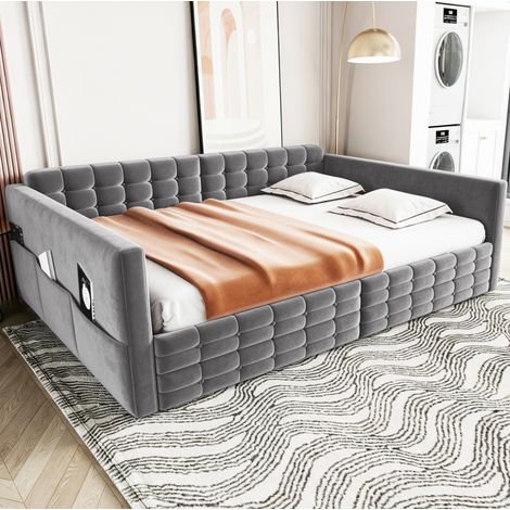 Cama tapizada 140x190 con cajones y almacenaje OKMYHOME (1/5)