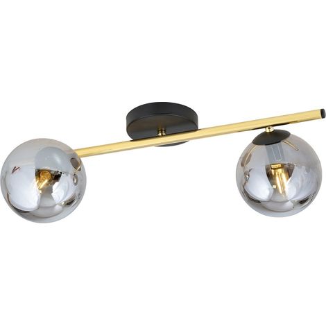 Lampada a Soffitto Splendi, Acciaio verniciato a polvere, Vetro, Nero, Oro, Grigio, 55x20x29 cm (1/5)