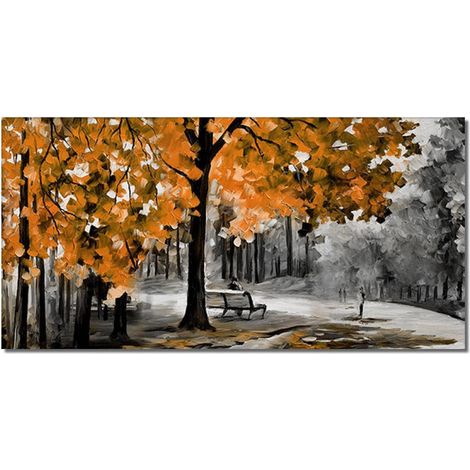 Tela Pittura Astratta Foglie Gialle 50x120cm Quadro Da Parete Senza Cornice (1/5)