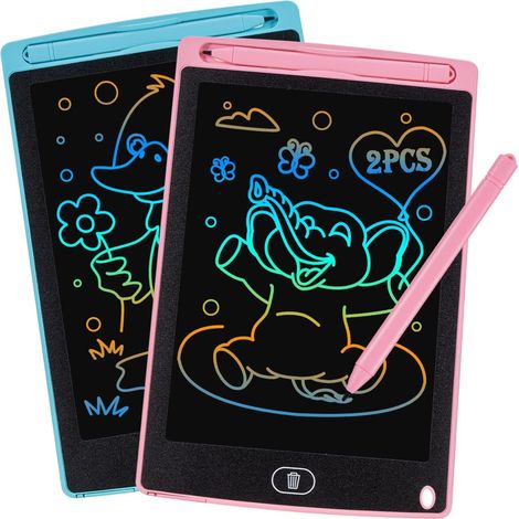 Tablette Écriture LCD - 2 Pièces - ABS - Effaçable Et Réutilisable - Enfant 2-7 Ans - 8,5 Pouces Coloré (1/5)