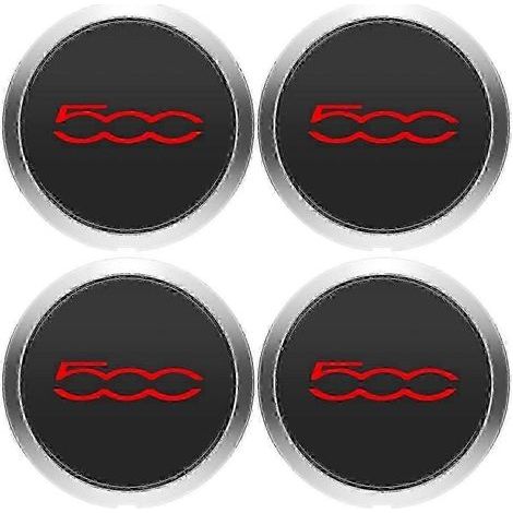 Lot de 4 enjoliveurs de 133 mm pour jantes 500, cache-moyeux centraux, références 68078419AC et 68078421AC, cache-poussière, référence 51884863, rouge. (1/5)