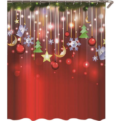 Rideau de douche en polyester imprimé en 3D, cadeau de Noël. Rideau de douche de salle de bain en polyester imprimé en HD, cadeau de Noël. (1/5)