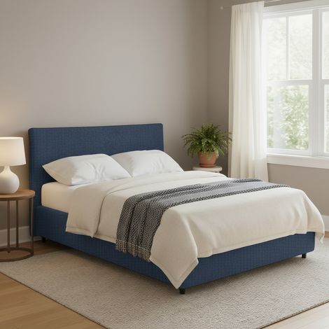 Letto Matrimoniale Crewe, Sfoderabile, Contenitore Made in Italy, blu (1/5)