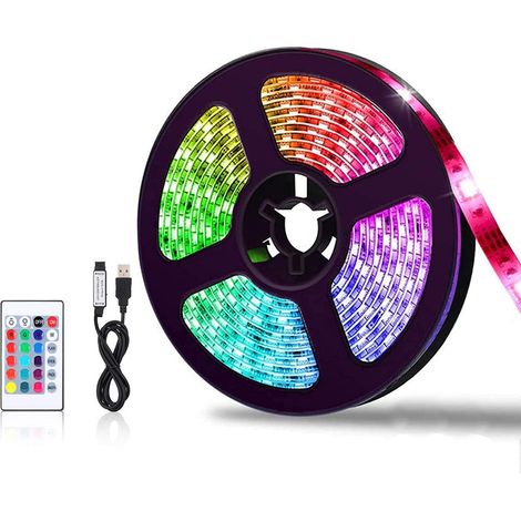 Striscia LED Adesiva Con Telecomando Luce RGB 5v USB 2MT Tagliabile 89428 (1/5)