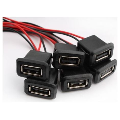 6PCS USB Type A souder connecteur, connecteur montage sur panneau USB Type A,2 fils câble de connecteur femelle USB A avec boucle à rainure à pression (1/5)