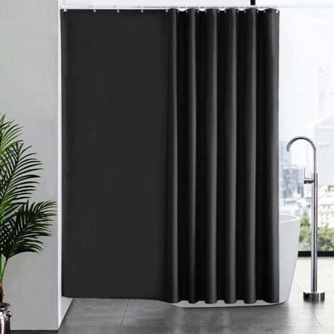 Duschvorhang 240x180 cm, mit 16 Haken, extra groß, beschwert, schimmelhemmend, dunkelgrau, wasserdicht, große Badvorhänge, Polyestergewebe, antibakteriell, maschinenwaschbar