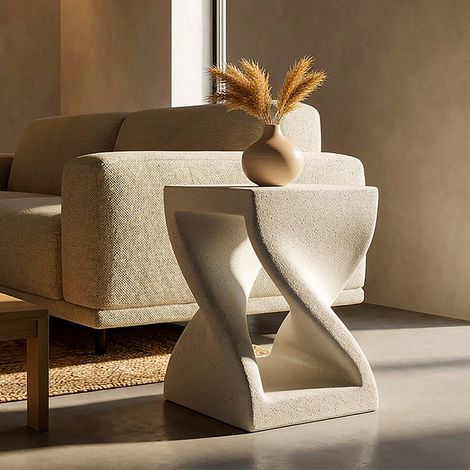 Mesita auxiliar 34 cm efecto piedra Terraza Crema (1/5)