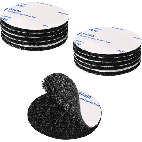 Extra starkes selbstklebendes Klettband, selbstklebender Klettverschluss, schwarz, rund, 5 cm Durchmesser, wiederverwendbare doppelseitige Klebepads, 10 Stück
