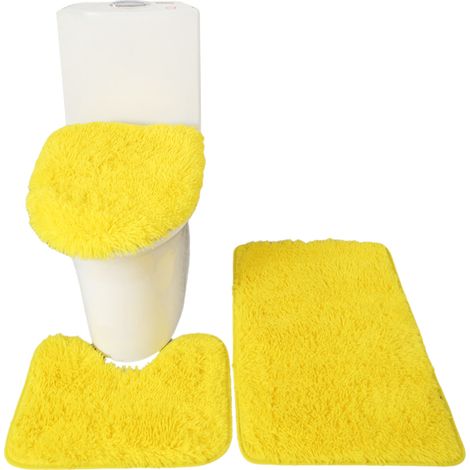Ensemble de 3 tapis de bain, couvre-abattant de toilette, tapis antidérapant en forme de U, tapis de sol doux et absorbant, tapis de porte, tapis de salle de bain, couvre-siège. (1/5)