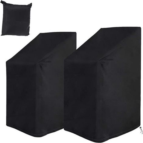 Housse de Chaise de Jardin - Marque - Protection pour Chaises Empilables - Noir - 75x75x120cm (1/4)