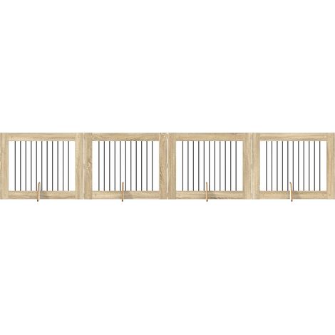 Foldable Dog Gate with Stands 4 pcs Sonoma Oak 401 cm vidaXL