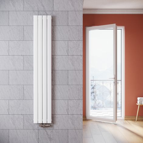 ELEGANT Radiadores de Agua Caliente 1800 x 308 mm,Radiador de Salón Potencia 536 W,Doble Capa vertical,Conexiones Centrales G 1/2" - Blanco