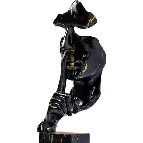 Figurine Thinker Statue Noir Or, Résine Synthétique Compacte, Forme Vive, Décorative Silencieuse, Idée Cadeau Maison, Sculpture Philosophique (1/5)