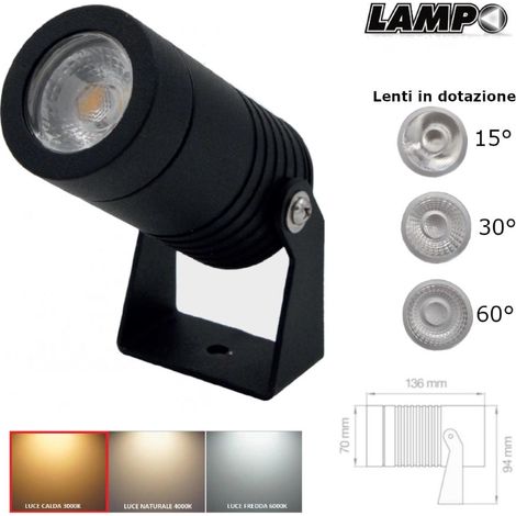 Faro Da Giardino Nero GU10 IP65 orientabile per interno ed esterno