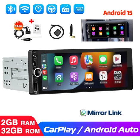 Autoradio 6,86" 1 DIN avec Android 15, 2+32 Go, CarPlay, GPS, RDS, Bluetooth et Wi-Fi - 2+32G DAB+ (1/5)