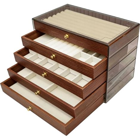 Women's Jewelry Box Large Capacity Jewelry Organizer, High Density Board and Soft Lining for Travel and Home (5 Layers) (1/5)