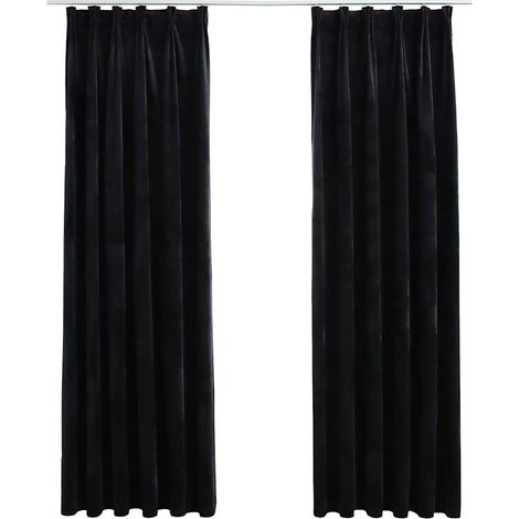 Maison Exclusive - Tende Oscuranti con Ganci 2 pz Nere in Velluto 140x225 cm