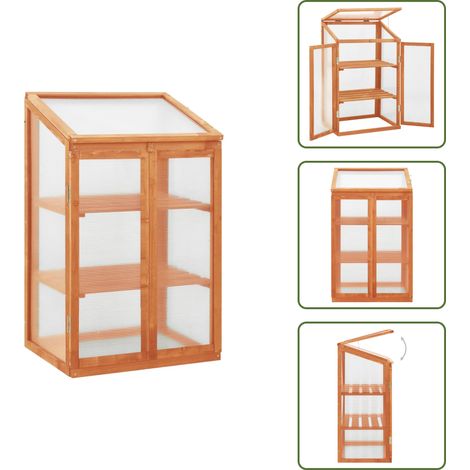 Gewächshaus 60x45x100 cm Tannenholz - Holzgewächshaus - Gartenhaus - Gewächshaus Aus Holz - Tannenholz Gewächshaus - Mini Gewächshaus (1/5)