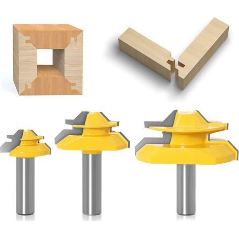 3 Stück 45°-Nutfräser mit Gehrungsverriegelung – 1/2 Zoll – für Holzgravurmaschinen (1/5)