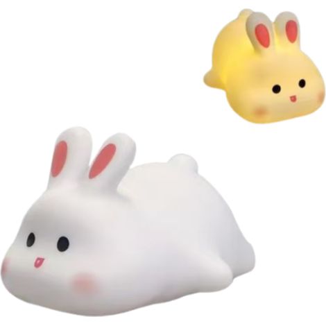 Luz nocturna de silicona sensible al tacto para niños, modelo de conejo de cara grande "Pat Pat".