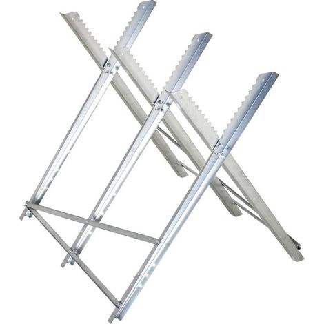 Tréteau pour tronçonneuse Tréteau de Sciage Pliable Tréteau de Sciage pour Bois de chauffage Argenté Métal 83 x 83 x 79 cm (1/5)