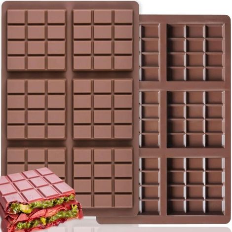 Chocolate Mold, 2 Pieces Deep Chocolate Bar Mold, Silicone Chocolate Bar Mold, Easy-Release Chocolate Bar Mold, Non-Stick, BPA-Free, for Homemade Chocolates, Pralines, Candy