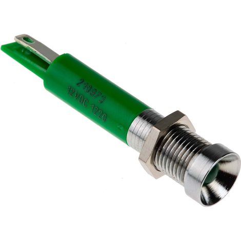 Voyant LED lumineux Vert RS PRO, dia. 8mm, 12V c.c. ( Prix pour 1 )