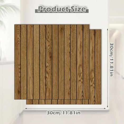 Lot de 12 panneaux muraux auto-adhésifs 3D - Panneaux muraux auto-adhésifs aspect bois - Revêtement mural décoratif en PVC - Facile à monter - Isolation acoustique pour le salon et la chambre à (1/4)