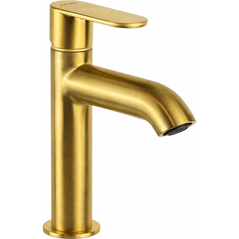 Miscelatore lavabo colore oro spazzolato con piletta di scarico clic-clac Paini Domus 18PJ211SR Oro Spazzolato