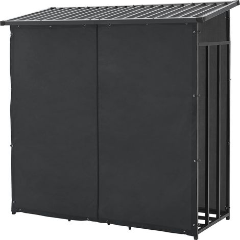 Leñero caseta de jardín cubierta con funda protectora 185 x 180 x 70 cm leñero leñero cubierto acero negro 030008839 (1/5)