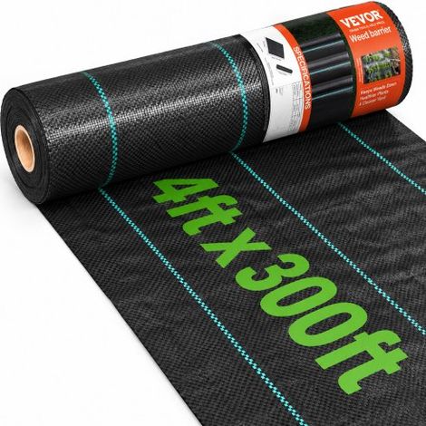 Toile de Paillage Anti-Mauvaises Herbes 1,2x91,4 m Géotextile Tissé Anti Repousse Herbe Sous Gravier 108 g/m² Noir (1/3)