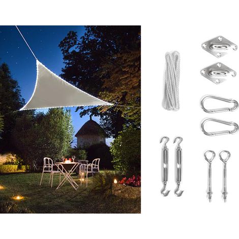 Solar Sonnensegel mit 107 LEDs Dreieck Taupe 3,6m - Terrassensegel & Ösenset (1/5)
