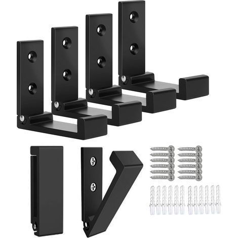 Lot de 6 crochets pliables pour manteaux, sacs, chapeaux et clés muraux en alliage d'aluminium robuste avec 12 vis pour casque ou crochet mural (noir)…