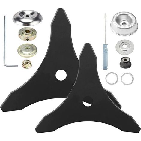 Kit lames débroussailleuse épaissies pour tondeuse/gazon/jardin, alésage 25,4 mm, adaptateurs et accessoires inclus (1/5)