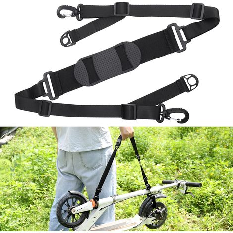 Sangle de transport universelle pour trottinette, sangle de traction portable pour trottinette, bandoulière réglable pour vélos et trottinettes pliables pour enfants (noir) (1/5)