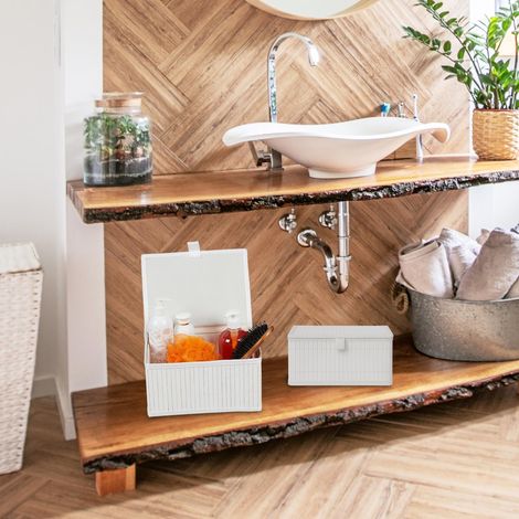 Lot de 2 boîtes de rangement en bambou - Multifonctions, avec couvercle (1/5)