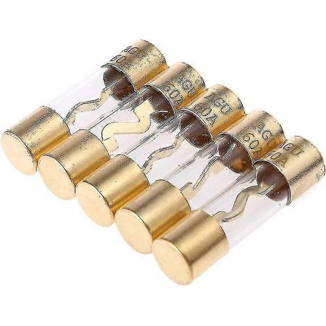5 kits de fusibles AGU en verre plaqué or, adaptés aux amplificateurs audio de voiture, 60 A (1/5)