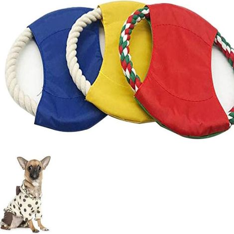 Frisbee Chien - 3 Pieces - Tissu Non Toxique - Corde Chanvre - Résistant - Couleurs Aléatoires - Pour Entraînement Et Jeu