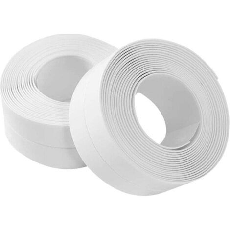 Bande d'étanchéité pour douche 320 x 2,2 cm, joint de douche, joint silicone pour salle de bain, ruban de masquage blanc, joint de baignoire, ruban PE auto-adhésif, joint d'angle de cuisine (1/5)