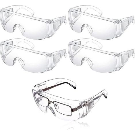 5 PièCes Lunettes SéCurité Contre Gouttelettes Protection Yeux Lunettes Anti-PoussièRe Lunettes SéCurité Transparentes Anti-BuéE Pour Un Usage Quotidien, Bricolage, Laboratoire, Soudage, Meulage (1/5)
