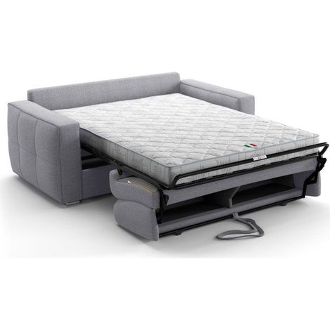 Canapé convertible express - 3 places - SQUARE - Tissu Gris clair - 200 x 105 x 90 cm (1/5)