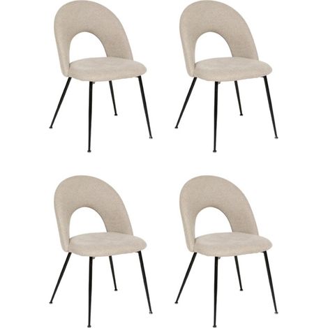 Atmosphera – Lot de 4 chaises en tissu beige – Design moderne – Structure en acier – Hauteur 81cm – À monter soi-même (1/5)