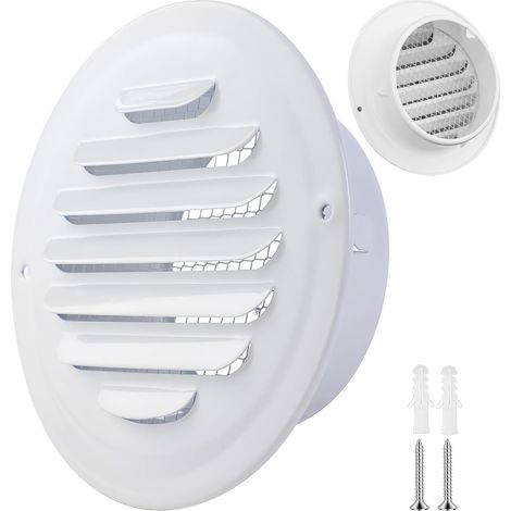 Grille de Ventilation Blanc - Grille Aeration Ronde avec Moustiquaire, Grille D'aération en Acier Inoxydable, Grille d'évacuation Extérieure, pour Trou de Ventilation Ronde(160 mm/6.3in) (1/5)