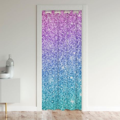 Fille Rideau de Porte 86x203,3D Imprimé Rose Glitter Rideau de Porte Enfants Femmes Filley Turquoise Bleu Rose pourpre Rideau de Porte pour Porte Privacy Pastel Trendy Rainbow Closet Rideau de Porte - (1/5)