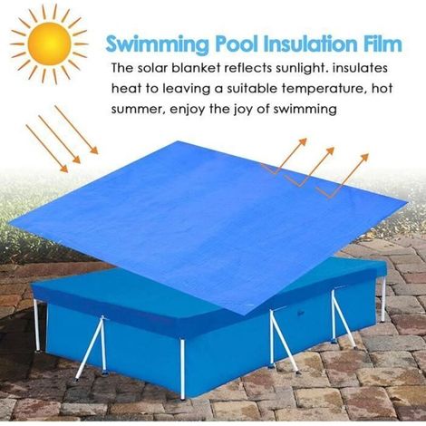 Bâche rectangulaire pour piscine - Couverture de protection bleue (1/5)