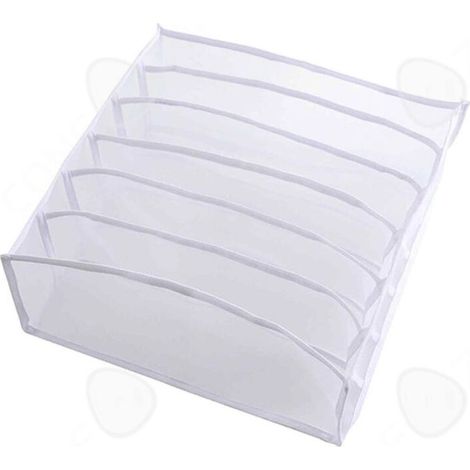 Organisateur de tiroir - - Boîte de rangement - Nylon - 6 cellules - Blanc (1/4)
