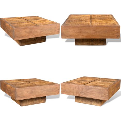 Vidaxl – Table basse carrée en bois de manguier massif – 68x68x30 cm – Style vintage – Meuble de décoration intérieure (1/5)