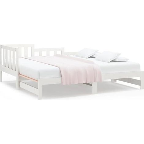 Lit coulissant blanc sans matelas, 2 x (90 x 190 cm) (1/5)
