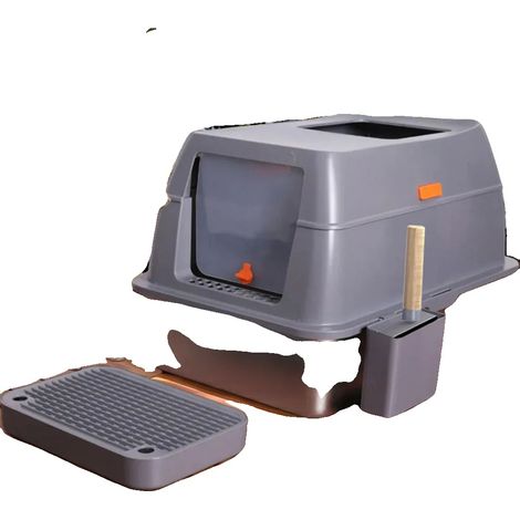 Bac à litière pour chat, design facile à nettoyer, acier inoxydable durable (1/2)